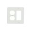 Combination Wallplate, White, Duplex Receptacle, Decorator Cutout, Thermoset, 2-Gang, 2157W-BOX