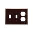 Combination Wallplate, Brown, Toggle, Toggle, Duplex Receptacle Cutout, Thermoset, 3-Gang, 2158B-BOX