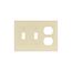 Combination Wallplate, Ivory, Toggle, Toggle, Duplex Receptacle Cutout, Thermoset, 3-Gang, 2158V-BOX