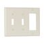 Combination Wallplate, Lt. Almond, Toggle, Toggle, Decorator Cutout, Thermoset, 3- Gang, 2173LA