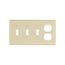 Combo Wallplate, Ivory, Toggle, Toggle, Toggle, Duplex Receptacle Cutout, Thermoset, 4-Gang, 2174V-BOX