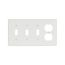 Combo Wallplate, White, Toggle, Toggle, Toggle, Duplex Receptacle Cutout, Thermoset, 4-Gang, 2174W-BOX