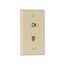 Telephone Jack & Coaxial Adapter Wallplate, Ivory, Surface & Coax Adapter, Type F, Rj11, Rj14, 3535-4V