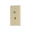 Telephone Jack & Coaxial Adapter Wallplate, Ivory, Surface & Coax Adapter, Type F, Rj11, Rj14, 3535-4V