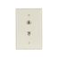 Telephone Jack & Coaxial Adapter Wallplate, Light Almond, Type F, Rj11, Rj14, Combo, 3536-4LA