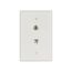 Telephone Jack & Coaxial Adapter Wallplate, White, Surface & Coax Adapter, Type F, Rj11, Rj14, 3536-4W