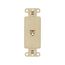 Decorator Insert w/ Connector, 4-Conductor Data/Voice Modular Jack, Ivory, Type 625, 3560-4V