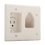Telephone & Coaxial Wallplate, Receptacle, White, Multimedia w/ Receptacle Cutout, 1-Gang, 35MRW-SP-L