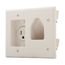 Telephone & Coaxial Wallplate, Receptacle, White, Multimedia w/ Receptacle Cutout, 1-Gang, 35MRW-SP-L