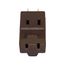 3 Outlet Cube Tap, Single Receptacle To 3 Outlets, 15A, 125V, Brown, Thermoplastic, 1-15R, 400B-BOX