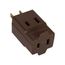 3 Outlet Cube Tap, Single Receptacle To 3 Outlets, 15A, 125V, Brown, Thermoplastic, 1-15R, 400B-BOX