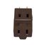 3 Outlet Cube Tap, Single Receptacle To 3 Outlets, Polarized, 15A, 125V, Brown, 1-15R, 4400B-BOX