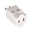 3 Outlet Cube Tap, Single Receptacle To 3 Outlets, Polarized, 15A, 125V, White, 1-15R, 4400W-BOX