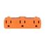 3 Outlet Cube Tap, Single Receptacle To 3 Outlets, Polarized, 15A, 125V, Orange, 5-15R, 4402RN-BOX