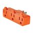 3 Outlet Cube Tap, Single Receptacle To 3 Outlets, Polarized, 15A, 125V, Orange, 5-15R, 4402RN-BOX