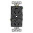 Safety Grip Locking Receptacle, #14-10 Awg, 15A, Industrial, 125V, Back And Side Wiring, Black, 4700