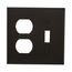 Combination Wallplate, Black, Toggle, Duplex Receptacle Cutout, Nylon, Two- Gang, Standard, 5138BK