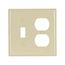 Combination Wallplate, Ivory, Toggle, Duplex Receptacle Cutout, Nylon, 2- Gang, Standard, Ed Box, 5138V-BOX