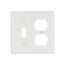 Combination Wallplate, White, Toggle, Duplex Receptacle Cutout, Nylon, 2- Gang, Standard, Ed Box, 5138W-BOX