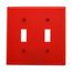 Toggle Wallplate, Red, Toggle Cutout, Nylon, Two- Gang, Standard, Ed Box, 5139RD-BOX