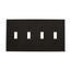 Toggle Wallplate, Black, Toggle Cutout, Nylon, Four- Gang, Standard, 5154BK