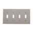 Toggle Wallplate, Gray, Toggle Cutout, Nylon, Four- Gang, Standard, Ed Box, 5154GY-BOX