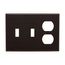 Combination Wallplate, Brown, Toggle, Toggle, Duplex Receptacle Cutout, Nylon, 3-Gang, 5158B-BOX
