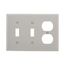 Combination Wallplate, Gray, Toggle, Toggle, Duplex Receptacle Cutout, Nylon, 3-Gang, 5158GY-BOX