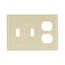 Combination Wallplate, Ivory, Toggle, Toggle, Duplex Receptacle Cutout, Nylon, 3-Gang, 5158V-BOX