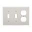 Combination Wallplate, White, Toggle, Toggle, Duplex Receptacle Cutout, Nylon, 3-Gang, 5158W-BOX