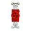 Arrow Hart Industrial Single Receptacle, #14-10 Awg 15A 125V, Red, High-Impact Nylon Face, 5261RD