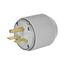 Arrow Hart Extra Heavy-Duty Auto Grip Plug, #12-4 Awg 30A, 250V, Gray, 6-30P, 2-Pole 3-Wire, 5701N