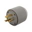 Arrow Hart Extra Heavy-Duty Auto Grip Plug, #12-4 Awg 30A, 277V, Gray, 7-30P, 2-Pole 3-Wire, 5703N