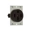 Receptacle, #12 -4Awg, 50A, Flush, 125/250V, Back, Black, Nema 14-50R, 3-Pole, 4-Wire, 5754N