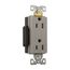 Arrow Hart Extra Heavy-Duty Industrial Duplex Receptacle, #14-10 Awg 15A 125V, Gray, Duplex, 6262GY