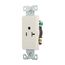 Heavy-Duty Industrial Grade Decorator Single Receptacle, #14-10 Awg 20A 125V, Ivory, 5-20R, Bulk, 6350V-BU