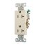 Heavy-Duty Industrial Duplex Receptacle, #14-10 Awg 20A 125V, Light Almond, 5-20R, Duplex, Bulk, 6352LA-BU