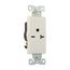 Heavy-Duty Industrial Grade Decorator Single Receptacle, #14-10 Awg 20A, 250V, White, 5-20R, 6450W