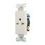 Heavy-Duty Industrial Grade Decorator Single Receptacle, #14-10 Awg 20A, 250V, White, 5-20R, 6450W