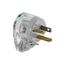 Arrow Hart Safety Grip Straight Blade Angled Plug, #18-12 Awg 20A 125V, Clear, 2-Pole 3-Wire, 6865HGC