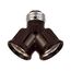 Lampholder Socket Adapter, One Socket To 2 Sockets, Polarized, 250V, Medium Base, Brown, 660W, 700B-BOX