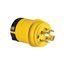 Severe Duty Locking Plug, #18-10 Awg, 20A, 120/208V, Yellow, Black, 4-Pole, 4-Wire, 7411PY
