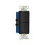 Commercial Combo Switch, Auto-Grnd, #14-#12 Awg 15A, Resi, 120/277V, Rocker, Black, 7728BK-BOX