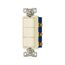 Commercial Grade Combination Switch, Decorator, 15A, Commercial, 125V, 1 Pole, Triplex, Almond, 7729LA-SP