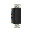 Commercial Combo Switch, Auto-Grnd, #14-#12 Awg 15A, Resi, 120/277V, Rocker, Black, 7731BK-BOX