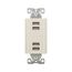 Usb Multiport Charging Station, 5A, Flush Mount, 5V, Light Almond, 2-Pole 3-Wire, Grounding, 7750LA-BOX