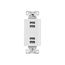 Usb Multiport Charging Station, 5A, Flush Mount, 5V, White, 2-Pole 3-Wire, Grounding, 7750W-BOX