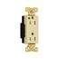 Arrow Hart Duplex Receptacle, #14-10 Awg 15A, 125V, Ivory, Duplex, Illuminated, Auto-Grounding, 8262LTV