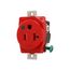 Arrow Hart Single Receptacle, #14-10 Awg 20A, 125V, Red Face, Pvc Base, Short Strap, 8310MRD