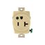 Arrow Hart Heavy-Duty Single Receptacle, #14-10 Awg 20A, Healthcare, Panel 125V, Ivory, 8310MV